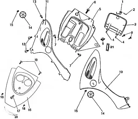 Rex RS250 Frontverkleidung schwarz 50ccm 4Takt FIG 27-2-2 links Frontschürze Frontmaske Front-Cover Lenkerverkleidung Front-Schürze Ausverkauf