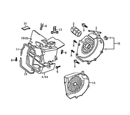Rex RS125 Zylinderverkleidung Roller 125ccm 4Takt FIG.E1-4B Zylinder-Abdeckung Zylinderhaube Kühlhaube Zylinder-Verkleidung Kühl-haube Finale Aktion