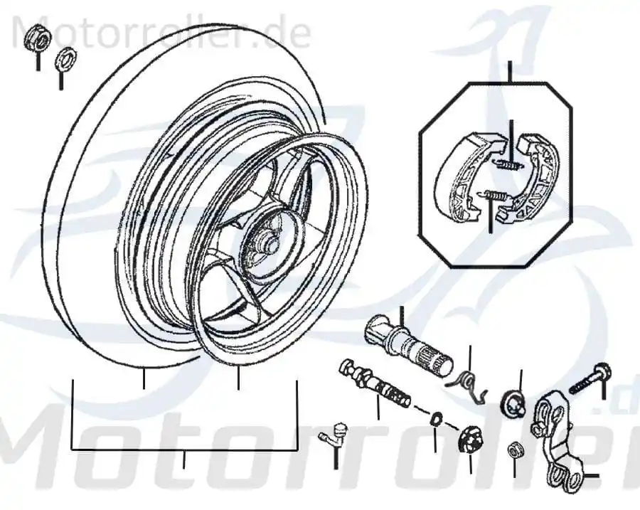 Daelim Otello 125 Eco Felge hinten gelb 125ccm 4Takt 77362 3.5-10Zoll Hinterrad Hinterrad-Felge Hinterradfelge Hinter-Rad Heck-Rad Preiswert