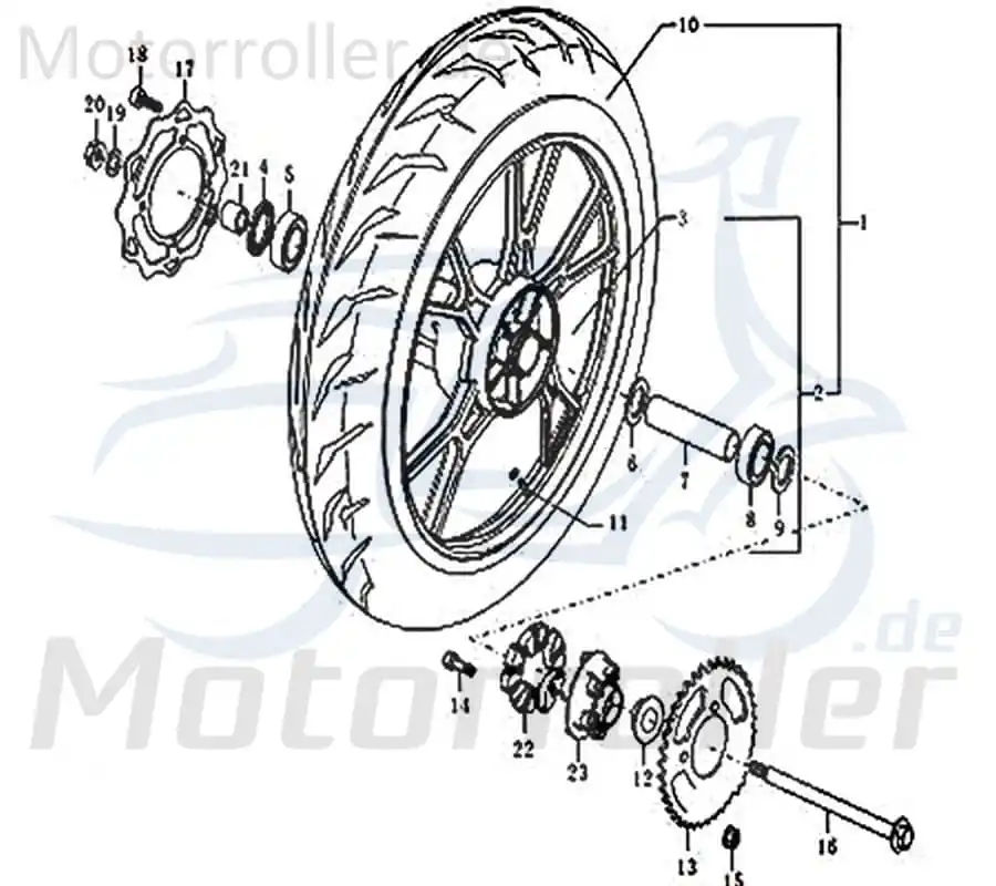 Rex Enduro 125 DD Distanzbuchse 125ccm 4Takt FIG.C31D-18 Leichtmetall-Gussrad links Hülse Distanzhülse Distanzring Distanz-Hülse Moped Sonderangebot