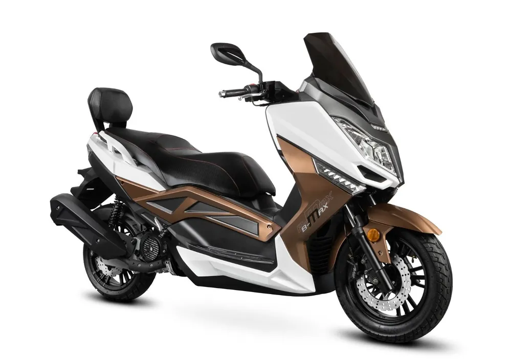 Motorroller Firejet 125 BMAX braun-weiß Euro 5 mit Topcase Scooter Roller 125 ccm 4 Takt Mega-Angebot
