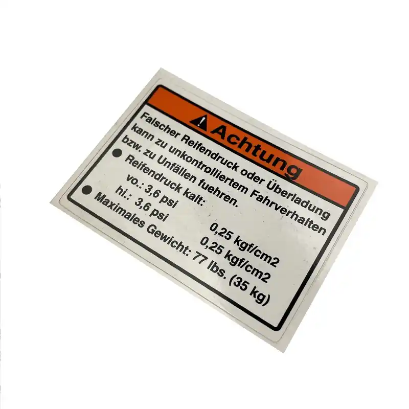 Aufkleber Hinweise Reifendruck Sticker Warnhinweisschilder 94320 Rabatt