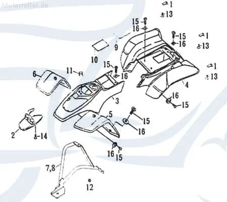 Rex Quad 50 Heckverkleidung ATV 50ccm 2Takt 51171-SK9-00H07 Seitenteil Seitenverkleidung Seitenabdeckung Heckabdeckung Heck-Verkleidung Preisreduziert