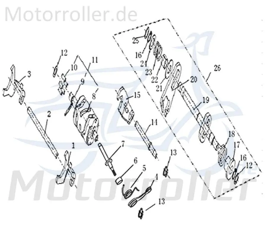 Direktkauf Welle Schaltgabel Mitte 50ccm 2Takt Kreidler Supermoto 50 733085 Schraube Bolzen Achse