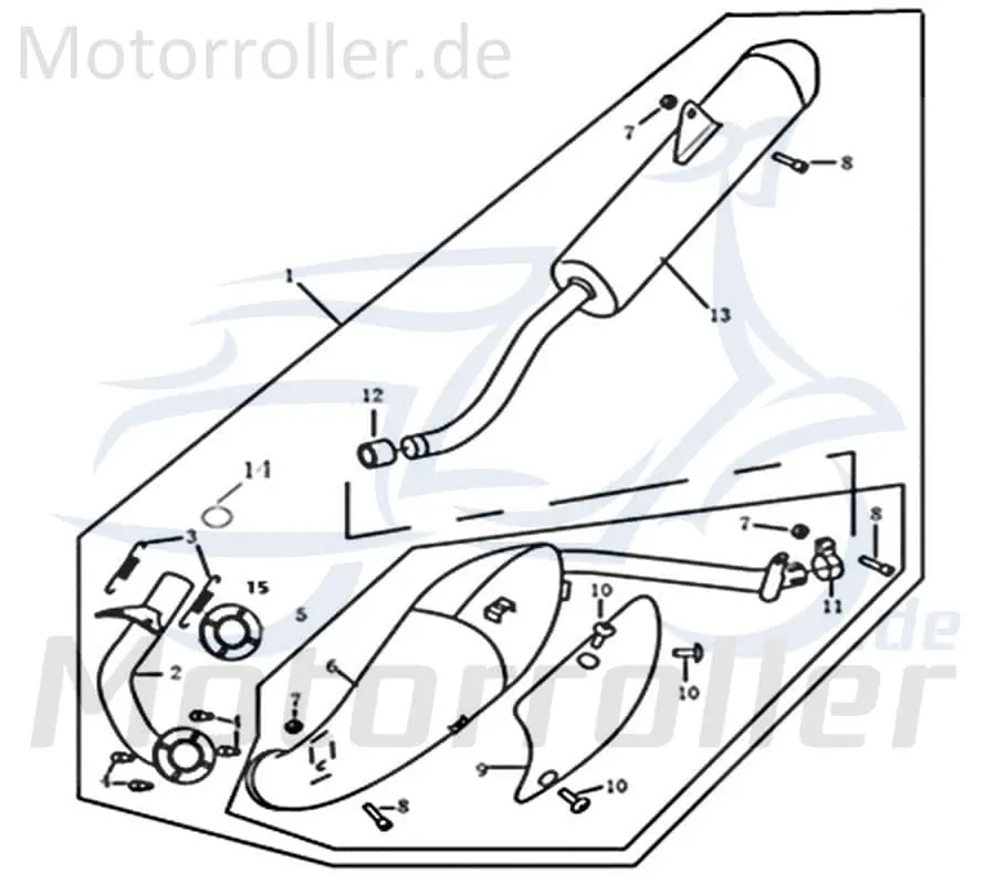 Super-Preis Kreidler DICE SM 50 LC Auspuffkrümmer 50ccm 2Takt 225-05Y2-001-04-02S Abgaskrümmer Auspuff-Krümmer Auspuff-Rohr Auspuff-Bogen Motorrad