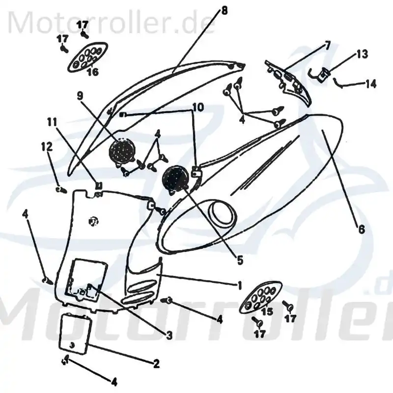 Finale Aktion Rex SC 125 Heckverkleidung Heckschürze 125ccm 4Takt 89978 Seitenteil Seitenverkleidung Seitenabdeckung Heckabdeckung Heck-Verkleidung