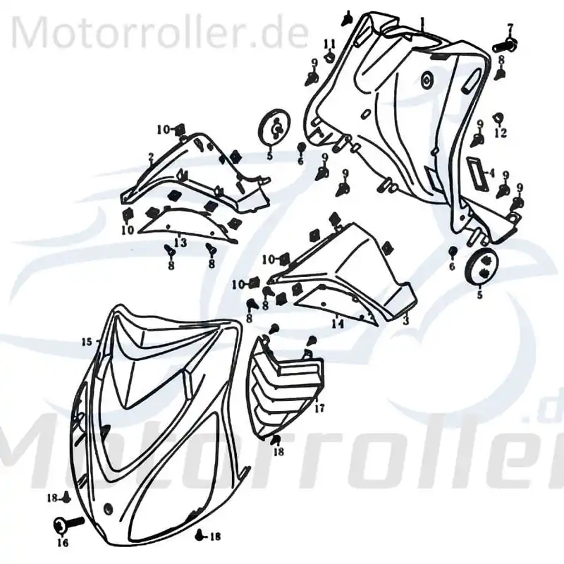 Nur Heute Kappe links Frontverkleidung Motorroller Rex 86917