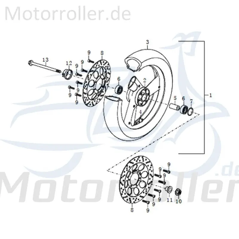 Kreidler STREET 125 DD Vorderrad 125ccm 4Takt FIG.C27-1 Vorderradfelge Vorderfelge Vorderrad-Felge vorne Vorder-Felge Vorder-Rad Bestseller