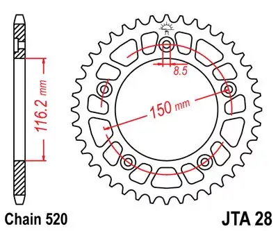 Kettenrad ALU 44Z 520 SI passend für Aprilia RS 250 Bestpreis