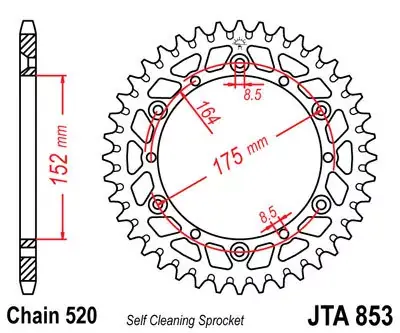 Beliebt Kettenrad ALU 49Z 520 SI passend für Yamaha TT 600, YFS 200, YFM 350, YFZ 350, YFM 660
