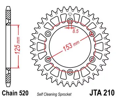Markenprodukt Kettenrad ALU 40Z 520 SI Innen Ø 125 Lochkreis 153