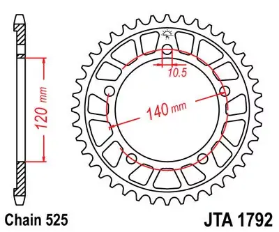 Kettenrad Alu 43Z 525 SI Innen Ø120 Lochkreis 140 passend für Triumph und Suzuki Highlight
