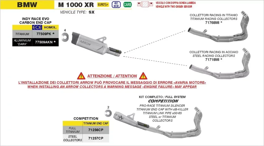 ARROW Indy Race EVO Endschalldämpfer passend für BMW M 1000 XR 25-26 Direktkauf