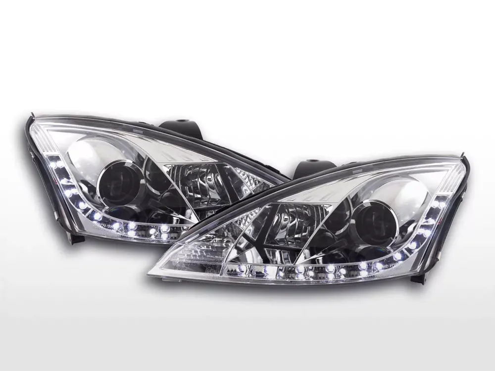 Mega-Angebot Daylight LED Scheinwerfer Set chrom passend für Ford Focus 01-04 Rechtslenker