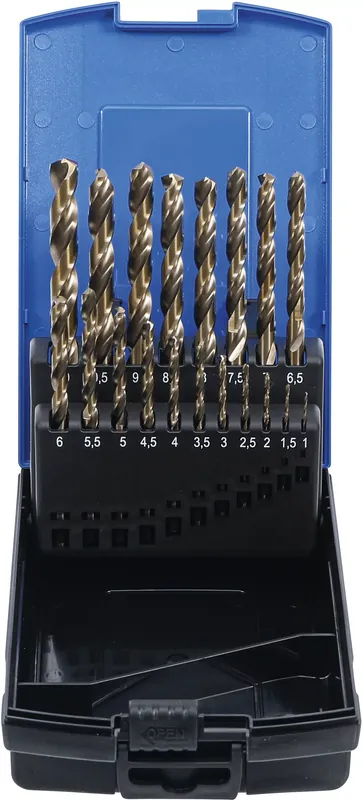 Nur Heute Spiralbohrer-Satz HSS-G M35 Cobaltstahl 1–10 mm 19-tlg.