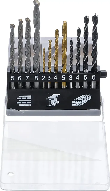 Kombi-Bohrer-Satz 2–8 mm 12-tlg. in Kunststoff-Kassette Super-Preis