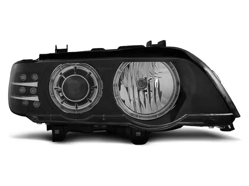 Xenon-Scheinwerfer Angel Eyes schwarz LED-Blinker passend für BMW X5 E53 Billig