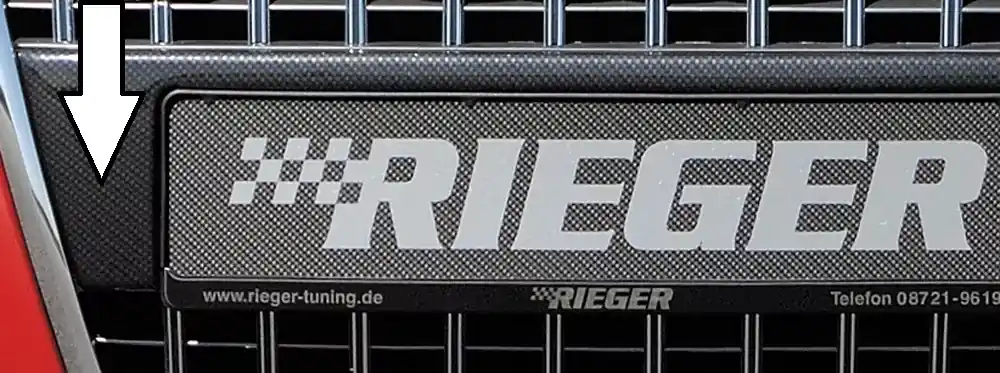 Neu Rieger Kennzeichenauflage aus ABS/Carbon-Look passend für Audi A3 (8P) 3-tür. bis 06/2008
