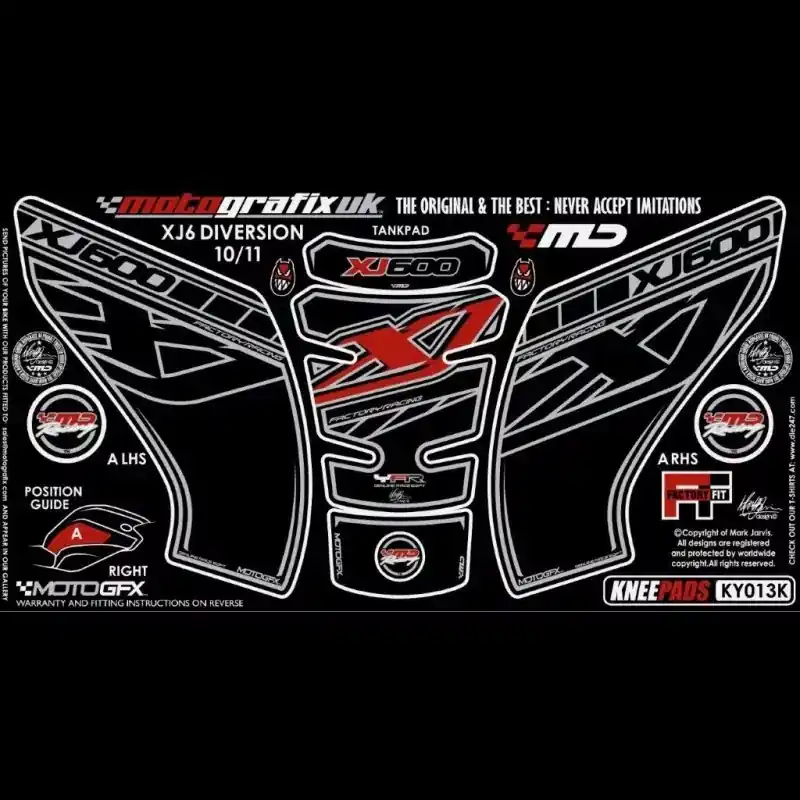 Expressversand Motografix Tankschutz Knie Pads passend für Yamaha XJ6 Diversion 2010
