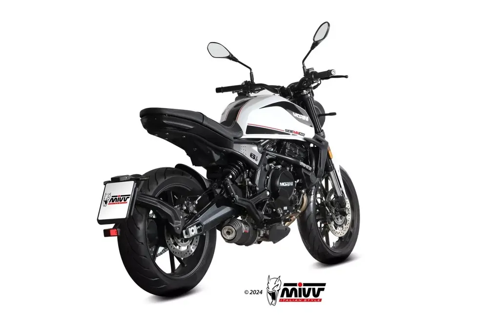MIVV OVAL Edelstahl Schwarz Endschalldämpfer passend für MOTO MORINI SEIEMMEZZO STR 22-24 Markenprodukt