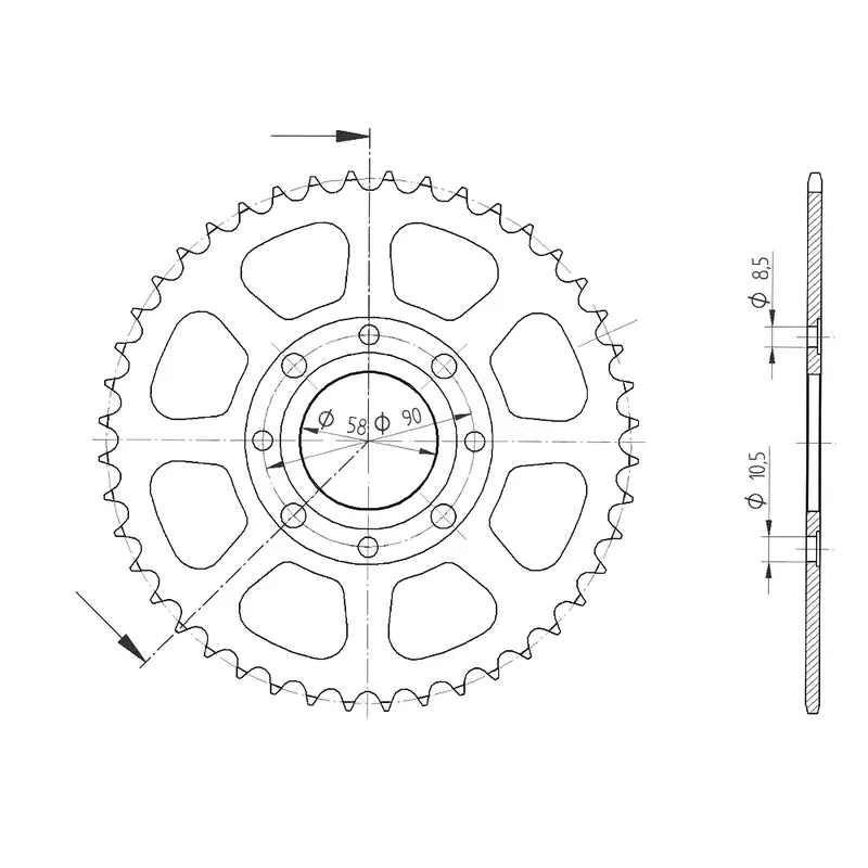 Kettenrad Stahl 45 Zähne Teilung 520 passend für KTM Duke 125 Online Kaufen