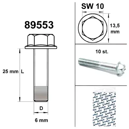 Wochenendangebot Motorschraube SW 10 M6x25 silber (x10)