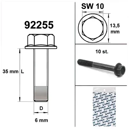 Motorschraube SW 10 M6x35 schwarz (x10) Jetzt Kaufen