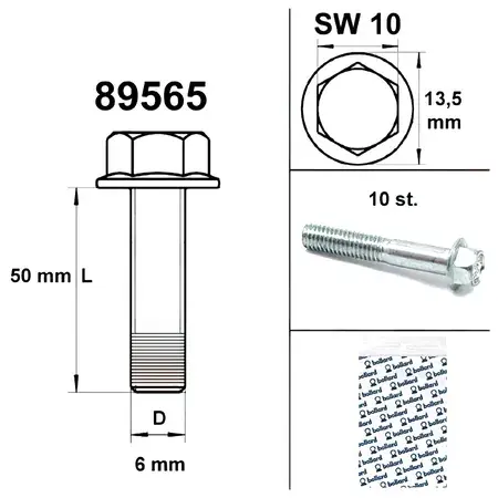 Motorschraube SW 10 M6x50 silber (x10) Highlight