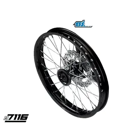 Highlight Felge vorn Alu 1.6x17" CNC Nabe schwarz m. Bremsscheibe YCF Factory Pitbike