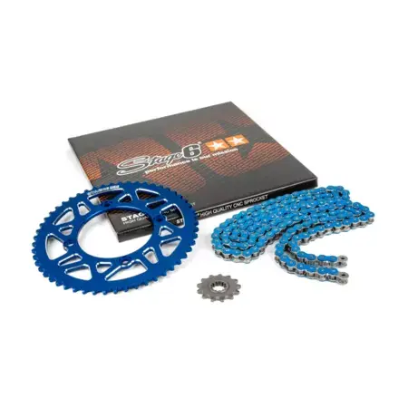 Saisonangebot Kettensatz 13x53 - 420 Stage6 Alu CNC Blau Beta RR